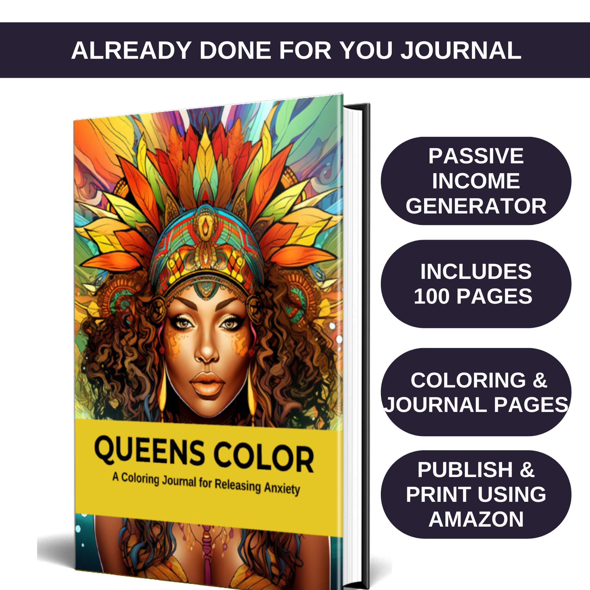 Queens Color Anxiety Journal & Coloring Book
